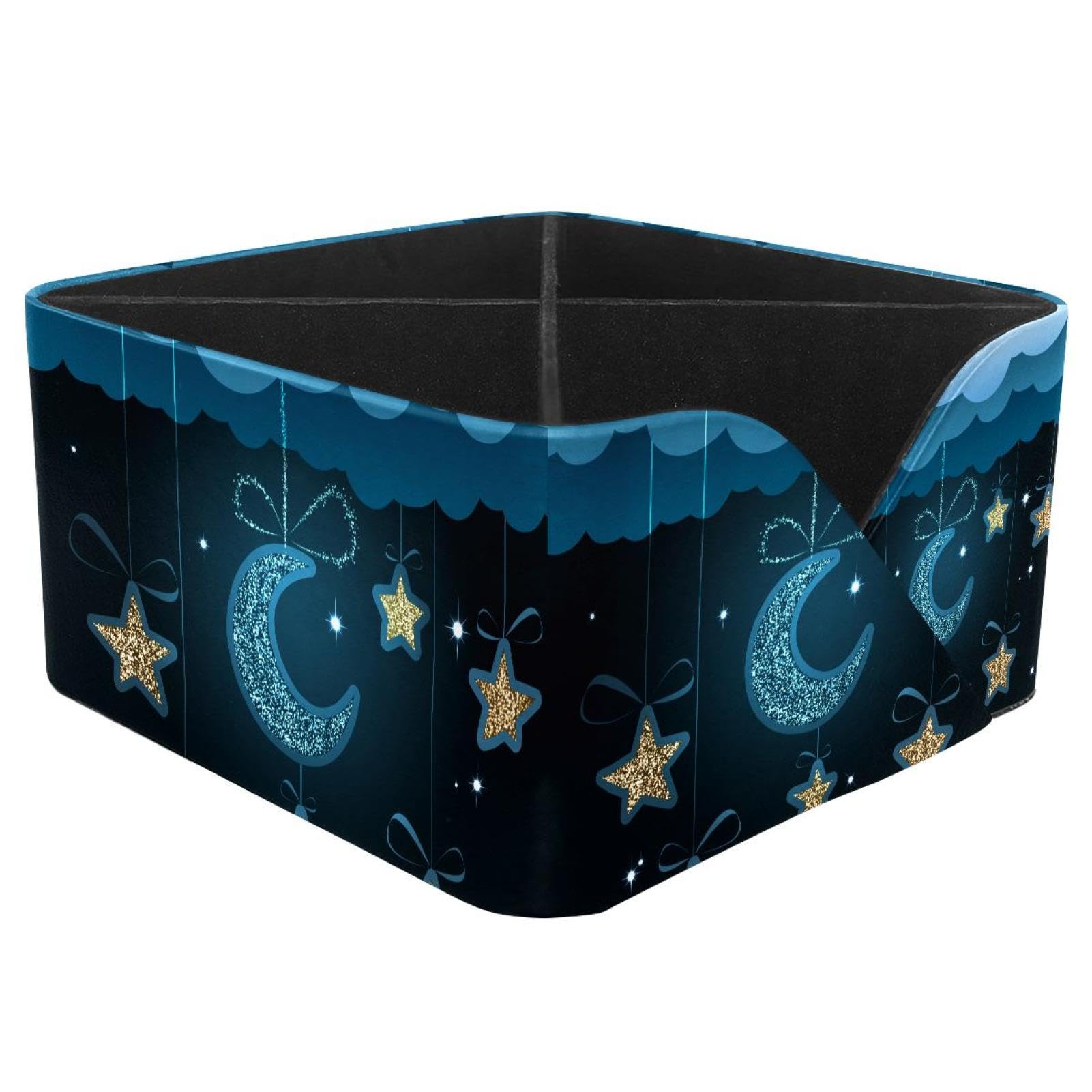 KengjuTesu Moon Stars Desktop Organizer Pen Holder, Rectangular Pencil Cup for Office, Study and Makeup Stations