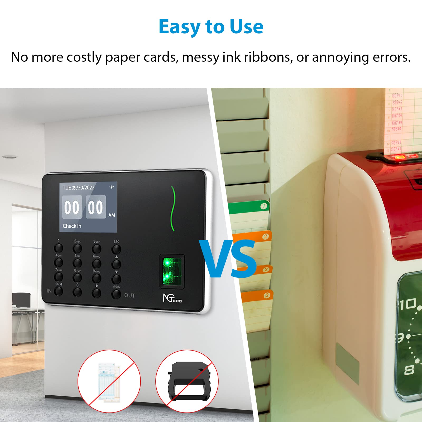 Snapklik.com : NGTeco Time Clock - Time Clocks For Employees Small ...