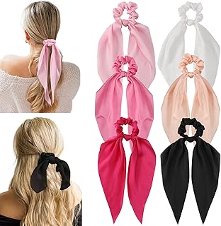 توك شعر حريرية معقودة على شكل فيونكة للنساء والفتيات من الساتان لتسريحة بوني تيل واكسسوارات الشعر، وردي
