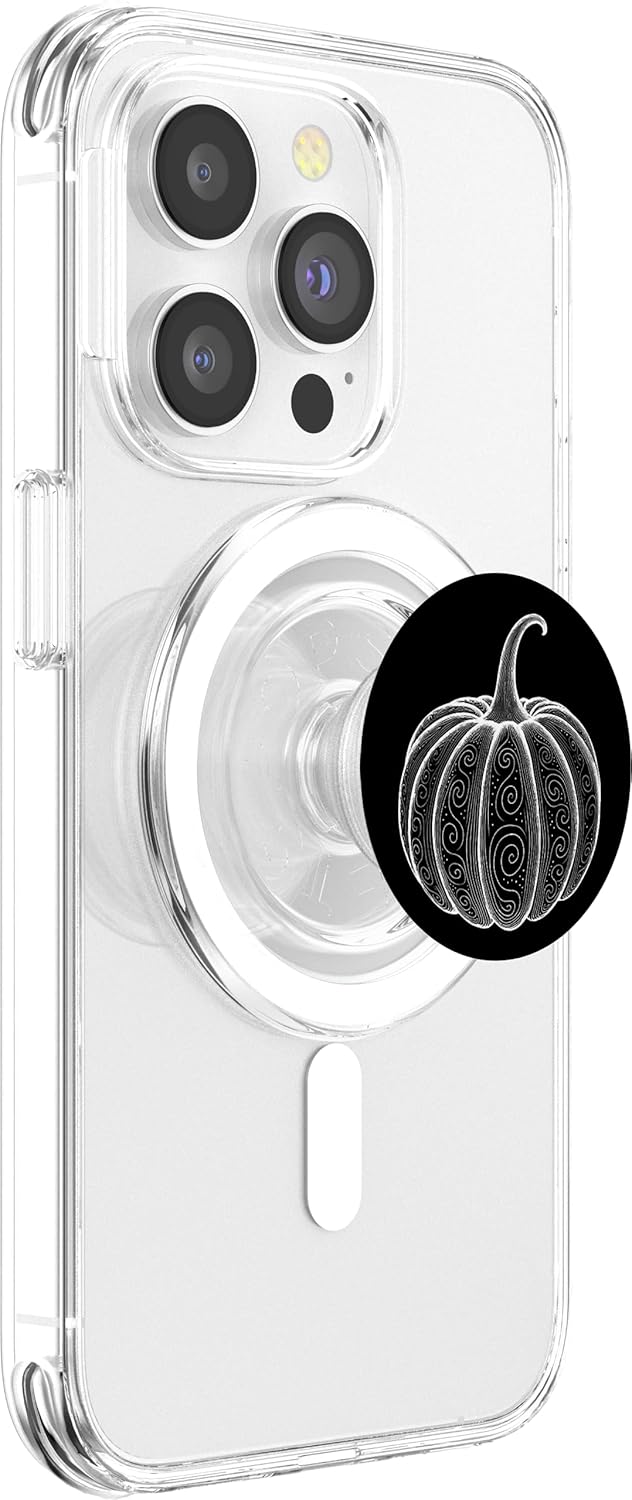 Pumpkin Swirls Minimal Line Art – Subtle Halloween PopSockets MagSafe PopGrip for iPhone