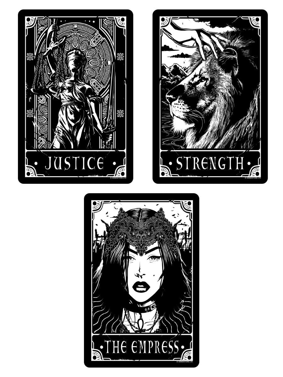 Deadly Tarot Nc - Justice, Strength & The Empress Small Tin Sign Set