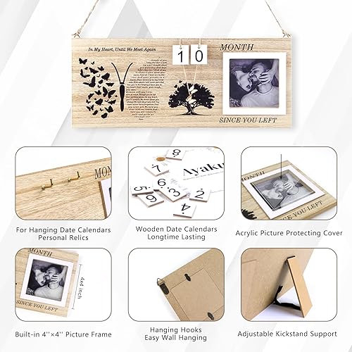 Miniatura 2 de Ayakumu Marco de fotos conmemorativo, marcos de regalos conmemorativos de 14 x 6 pulgadas para un ser querido, regalos de condolencias de recuerdos