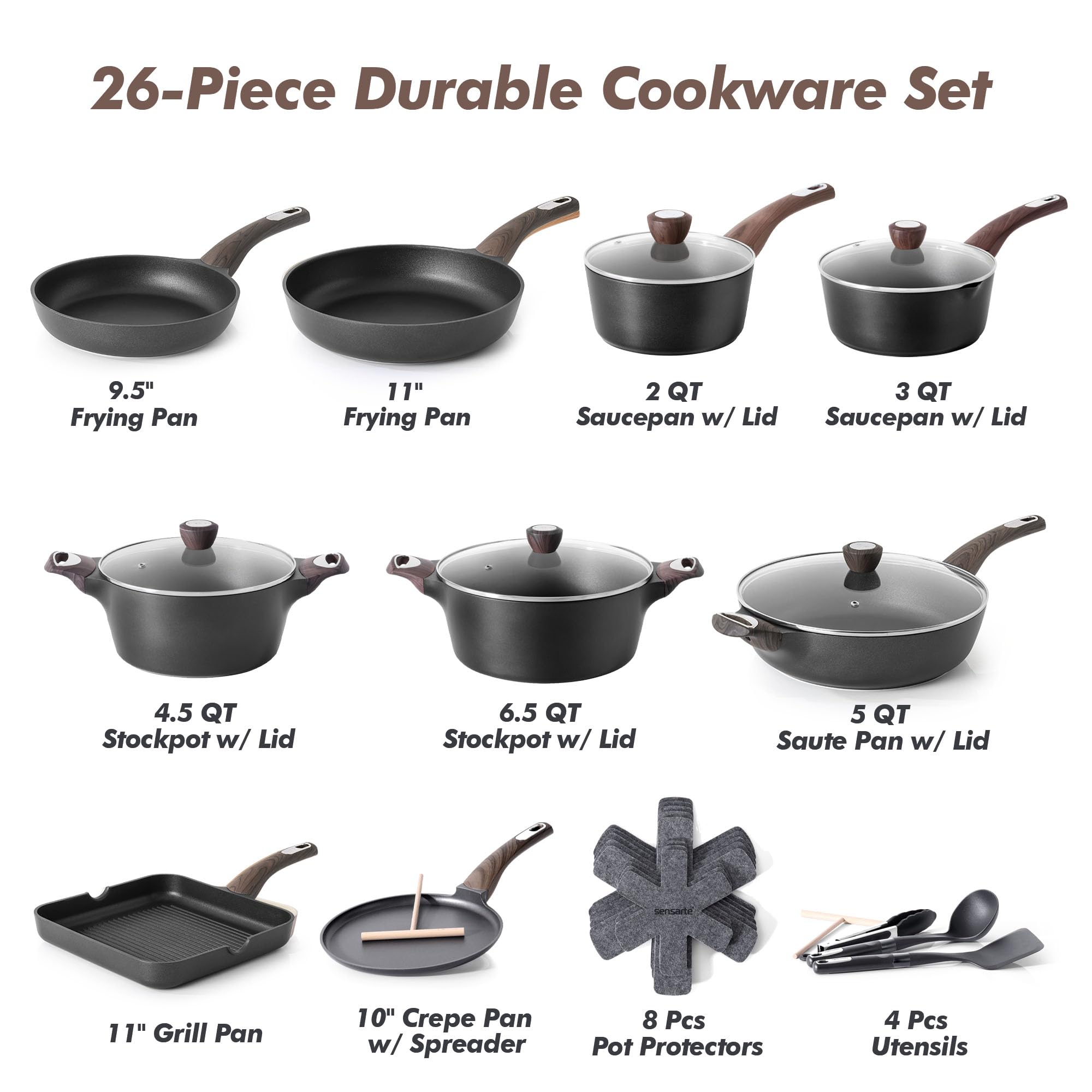SENSARTE Cookware Set - 26 Pcs Nonstick Kitchenware -3 SENSARTE Cookware Set - 26 Pcs Nonstick Kitchenware -3
