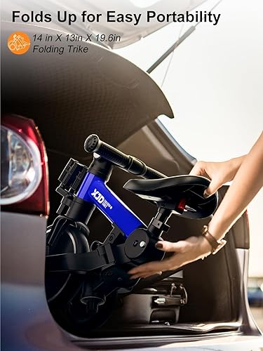 Miniatura 6 de XJD Bicicleta para niños pequeños, triciclo plegable 6 en 1 para niños de 1 a 4 años con mango de control parental, bicicleta de equilibrio con