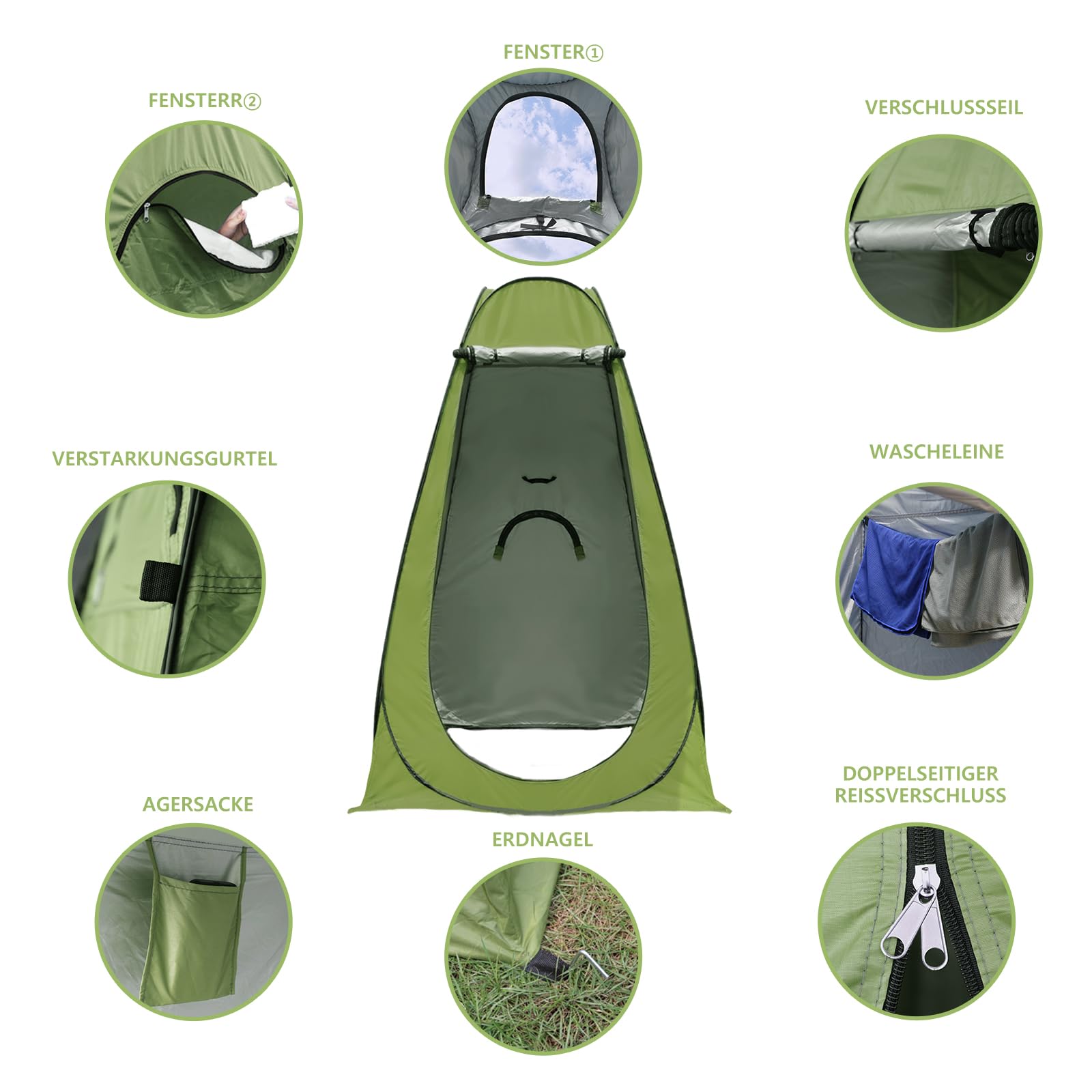 Duschzelt Camping anngrowy Pop Up Toilettenzelt mit UV40+ Schutz Umkleidezelt, Multifunktionszelt Mobiles WC Zelt, Faltbare Duschkabine Umkleidezelt Privatsphäre für Beach, Strand & Outdoor
