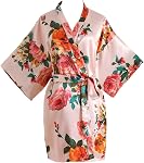 Peony Floral Silk Kimono Robe Bridal Bridesmaid Robes Dressing Gown for Women