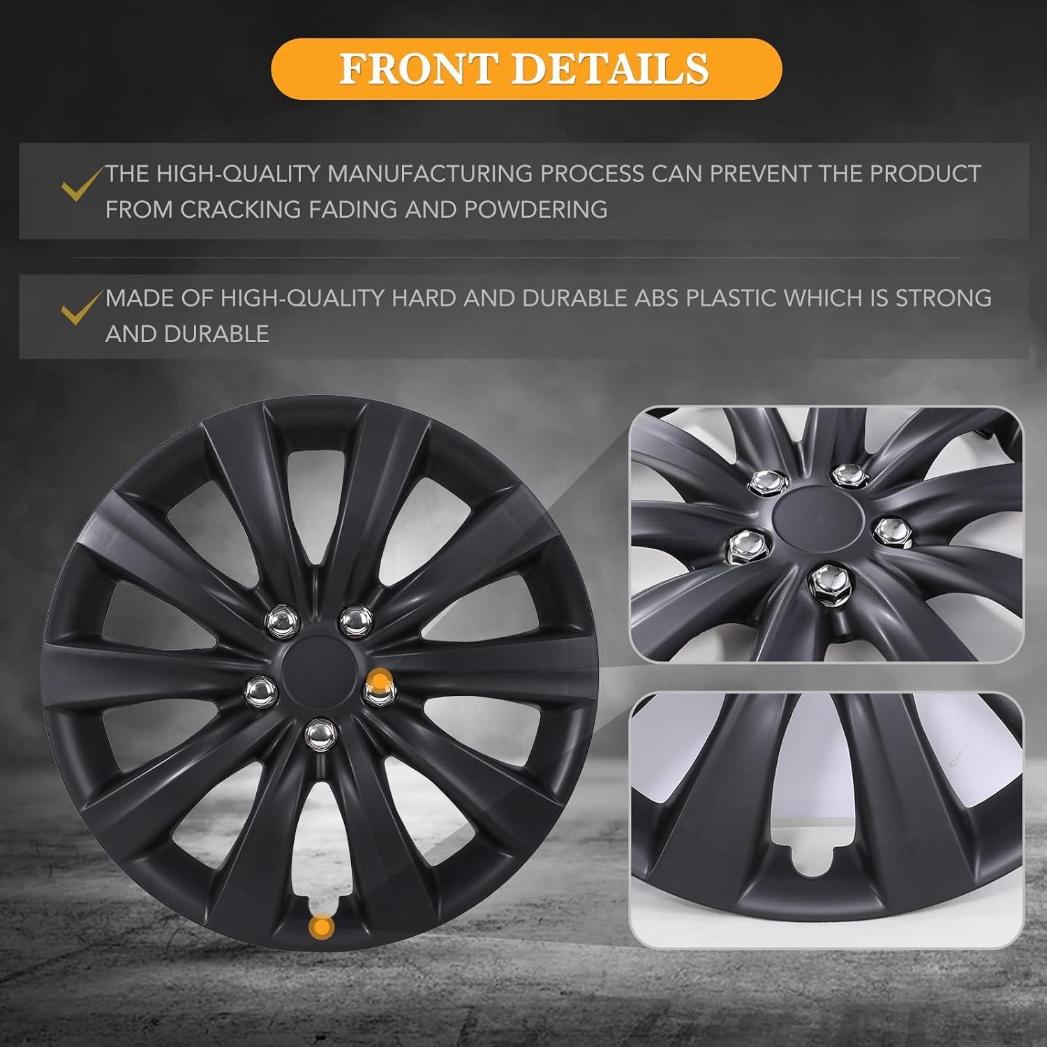 16" Black Matte Hubcap Wheel Covers-Set of 4,with Decorative Lug Nuts,Compatible with 2009-2026 Toyota Corolla, 23-26 Corolla Hybrid and 2009-2014 Toyota Matrix,16 Inch Black Matte
