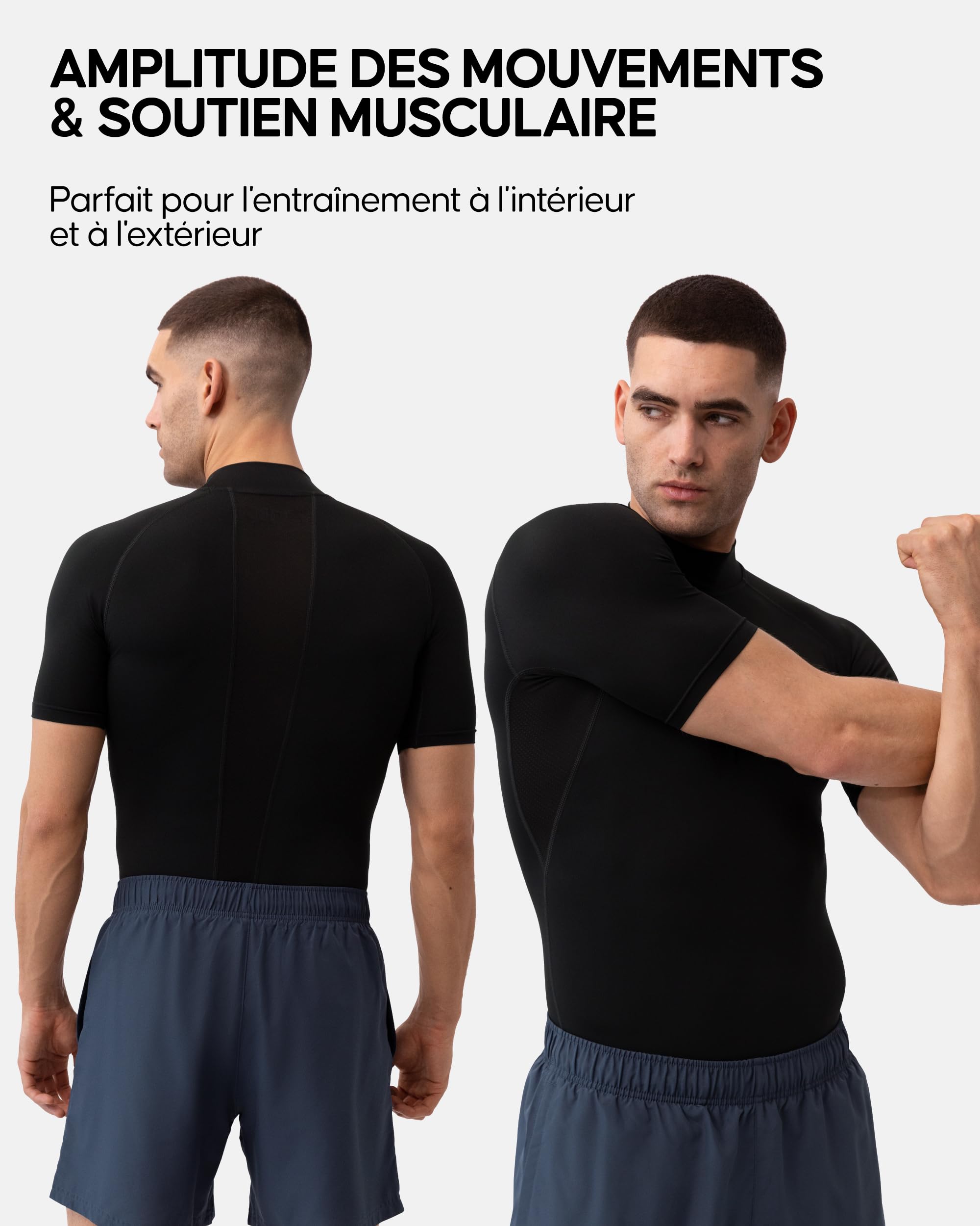 DANISH ENDURANCE T-Shirt de Compression, Séchage Rapide pour Hommes, Maille Respirante, pour la Course & l'Entraînement, Lot de 2
