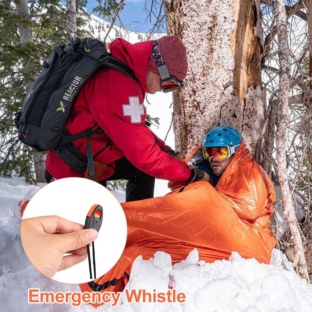 Sacco a Pelo d'Emergenza con Braccialetto Sopravvivenza Sacco a Pelo di Sopravvivenza Coperta di Sopravvivenza Riutilizzabile Coperta di Isolamento Termico di Primo Soccorso per Outdoor Viaggiare