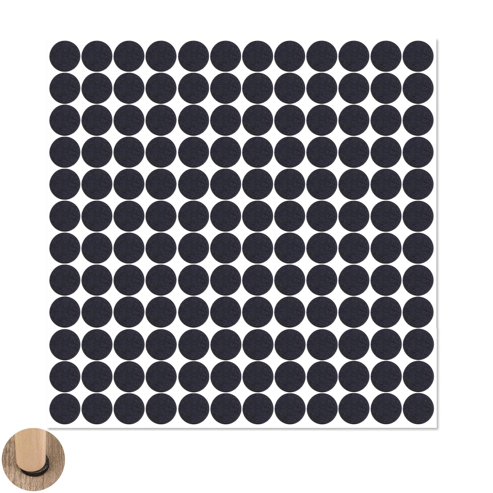 Wqedvn Black 144 Pieces Felt Pads For Chair Legs, Felt Chair Feet Pads, Felt Pads For Ornaments, Pads For Chair Legs, Furniture Pads, Self Adhesive Chair Pads, For Furniture Feet Chair Legs (, 15Mm)