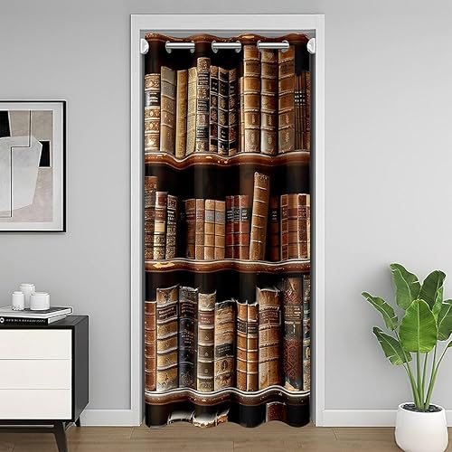 Castle Fairy Cortina de puerta de libros abstractos, estilo rústico occidental, cortina de puerta para armario, puerta de biblioteca, decorativa,