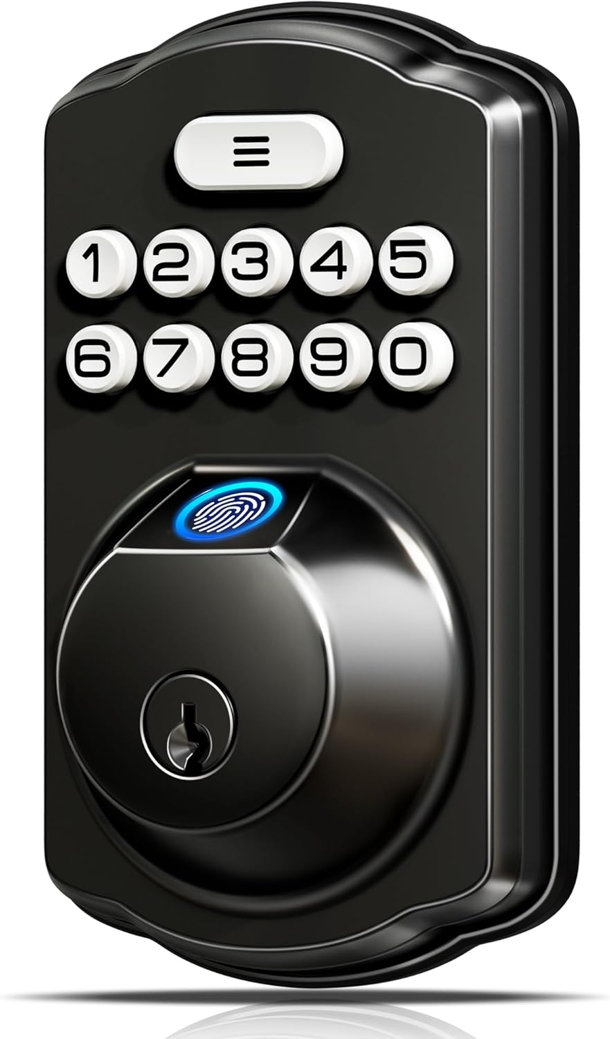 Veise Fingerprint Door Lock, Keyless Entry, Auto Lock, Electronic Keypad Deadbolt for Front Door, Biometric, Anti-Peeking Password, Easy Install, Matte Black Matte Black Traditional