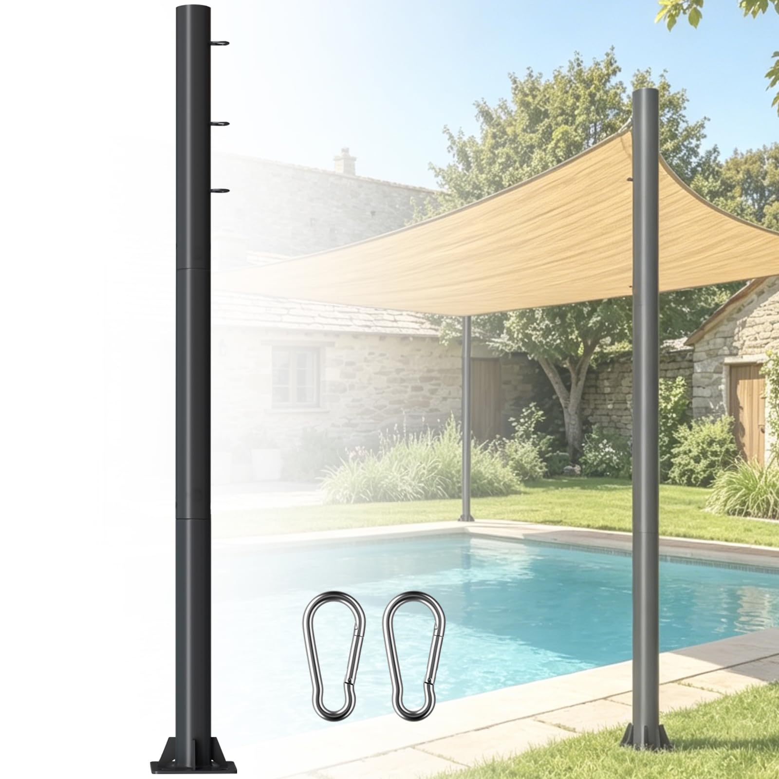 BeoYjVon 10ft Thick Steel Shade Sail Pole