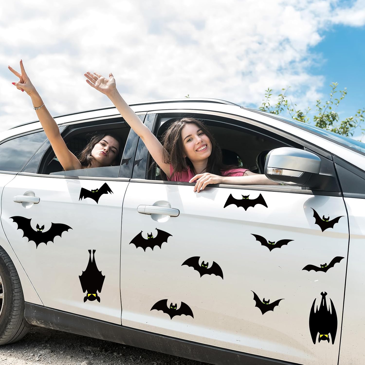 24 Pcs Halloween Magnetic Bats for Garage Door - Glow in The Dark Eyes, Waterproof, Reusable Decorative Magnets for Car, Refrigerator, Metal Surfaces image 4