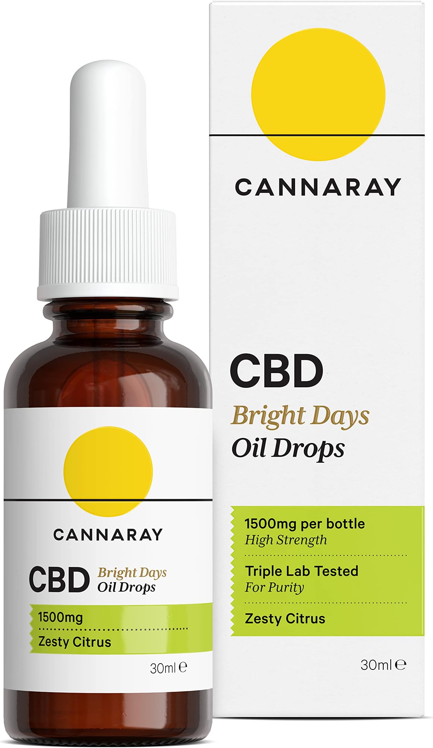 CBD Oil Drops – Bright Days, 1500mg, Zesty Citrus | High Strength CBD (30ml)