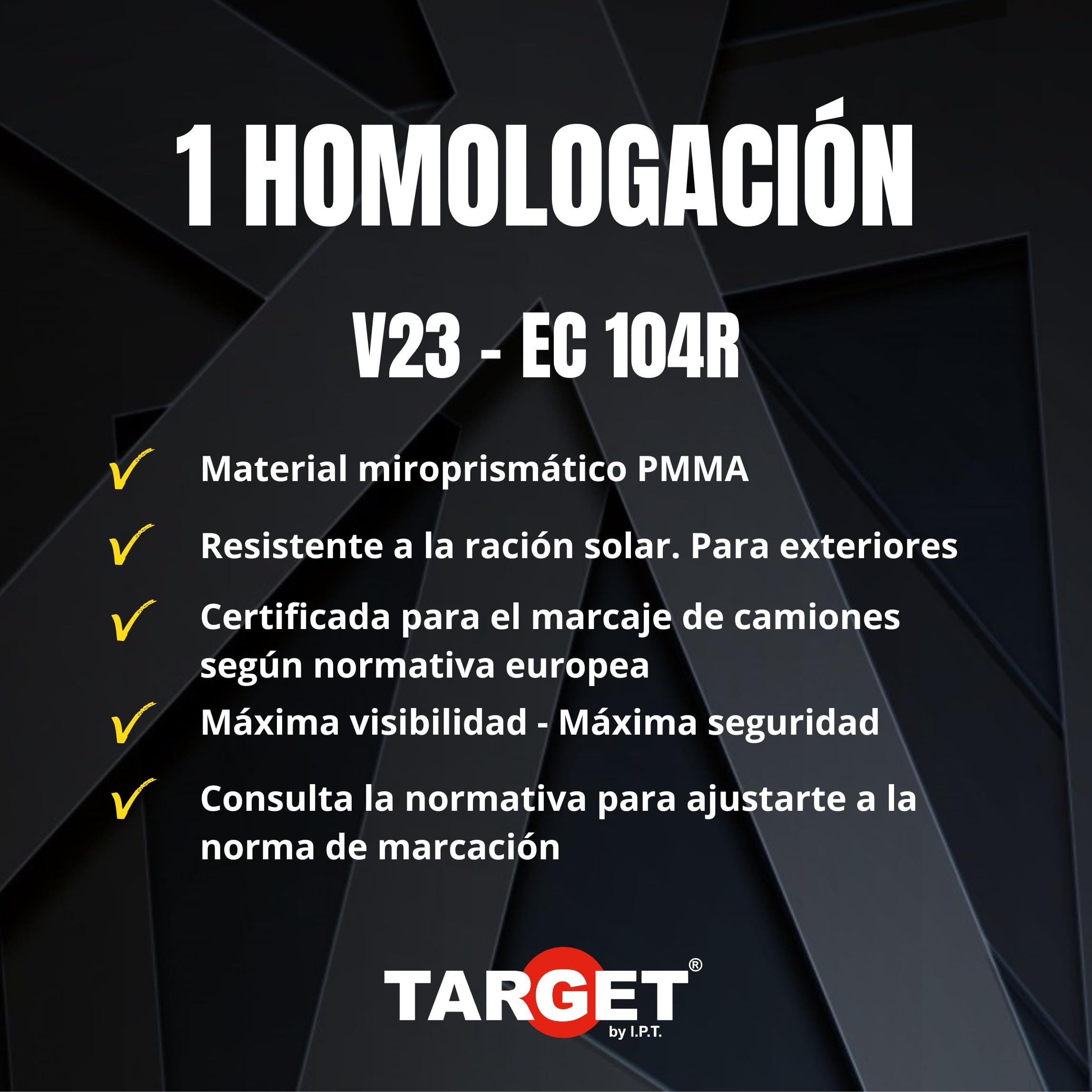 TARGET - Nastro riflettente omologato per camion - Certificazione Standard EC 104R - V23 - Marcatura e segnaletica (CONTINUA, BIANCO)
