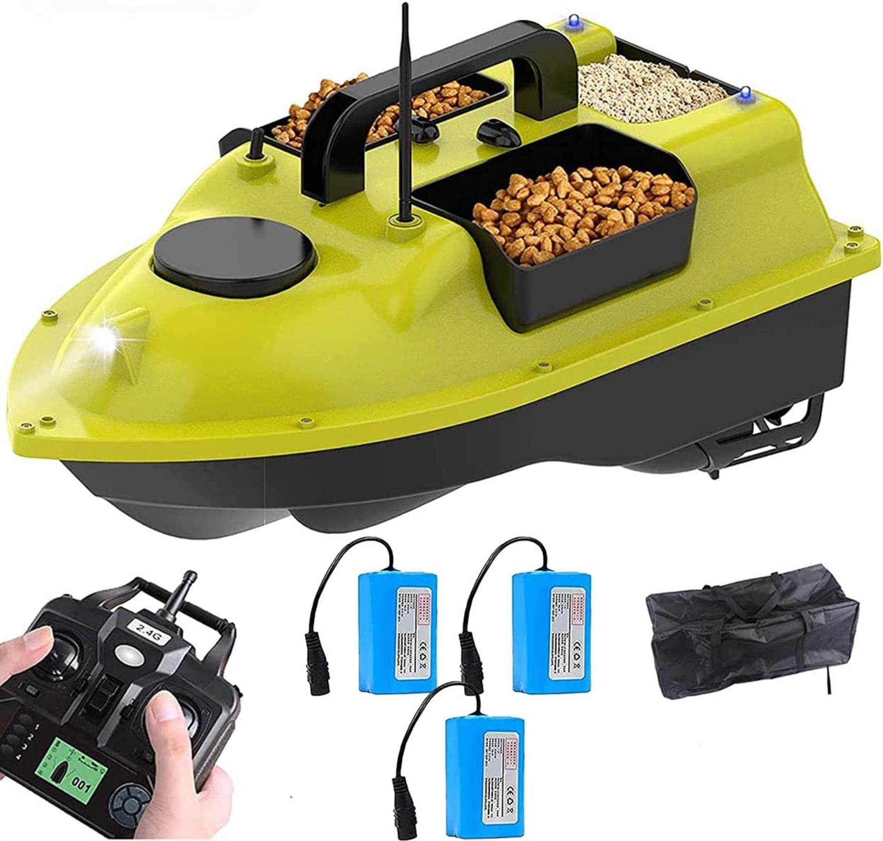 Bateau RC de pêche à guidage automatique GPS et feux de nuit