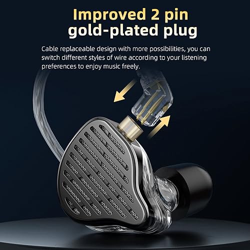 Miniatura 7 de KZ x HBB PR2 - Auriculares con monitor intrauditivo de 0.520 in planar, magnéticos, con cable, HiFi IEM para músicos, audiófilos DJ, cable