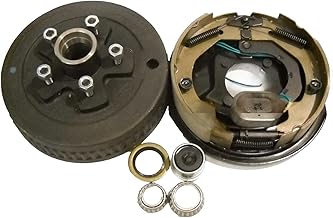94545+10RVEBRH-KIT 1-5x4.5 3500# 5 Lug Brake Drum With 10" Right Hand Electric Backing Plate Fits For Trailer - Trailer Drum Electric Backing Plate Kit Replacement