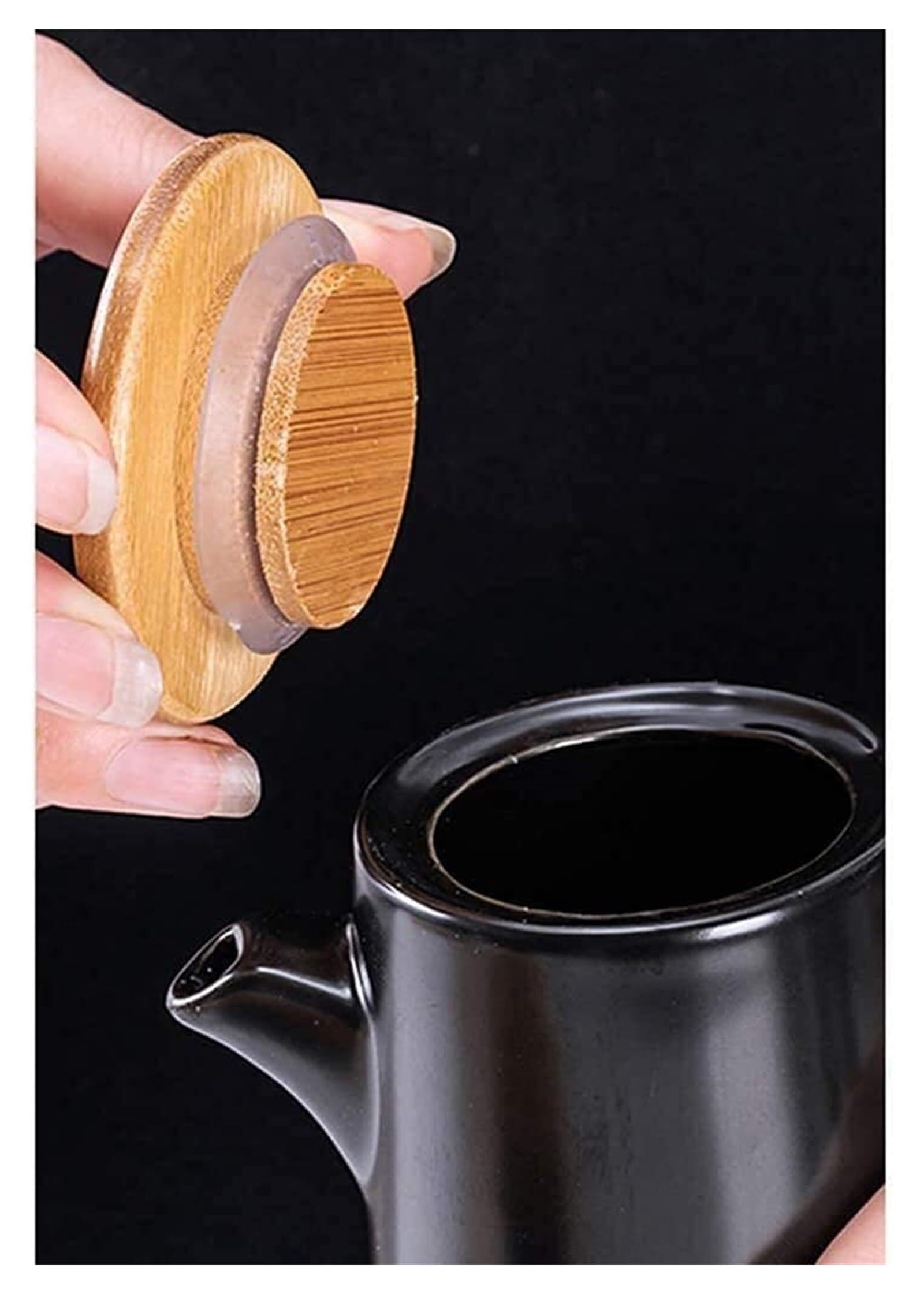 Distributore di Olio e aceto in Ceramica da 450 ml con Coperchio sigillato, Bottiglia di Olio Nera per Salsa di soia, aceto e condimenti liquidi