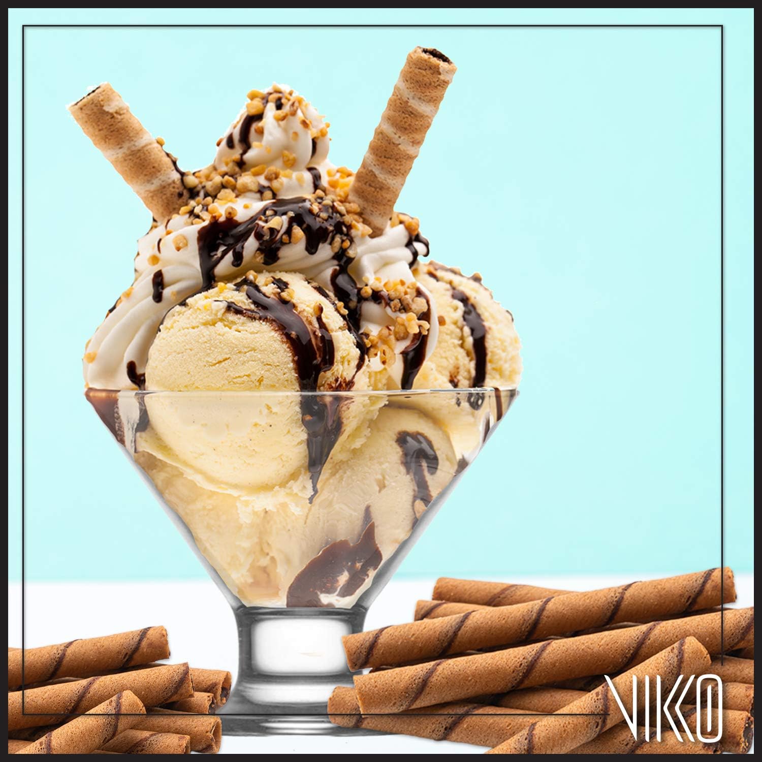  | Vikko Footed Ice Cream Bowls: 7 Ounce Dessert Cups – For Ices, Pudding, Fruit, and More – Set Of 6 Thick Glass Serving Dishes – Dishwasher Safe: Dessert Bowls