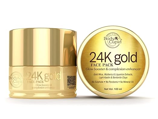 Body Cupid 24K Gold face Pack – with Gold mica Powder and Mulberry & Liquorice extract – Glow Booster & Complexion Enhancer – No Sulphate, Parabens, Minerals Oil – 100 ml at Rs. 179