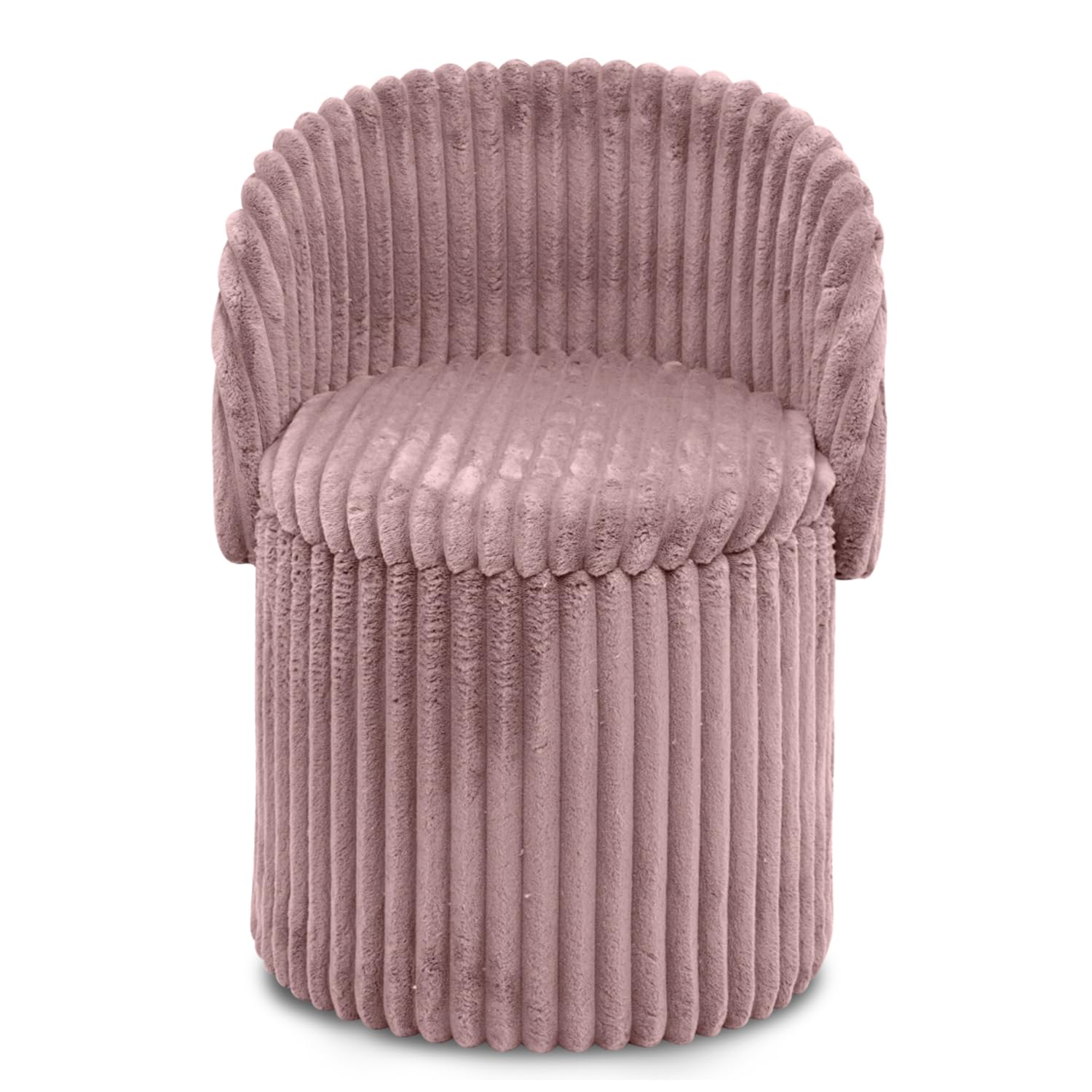 GC GAVENO CAVAILIA Ribbed Round Ottoman Storage Box With Hidden Storage Removable Lid | Fleece Foldable Stool Storage Bench Chair Foot Rest | Vanity Stool Footstools For Living Room, Bedroom