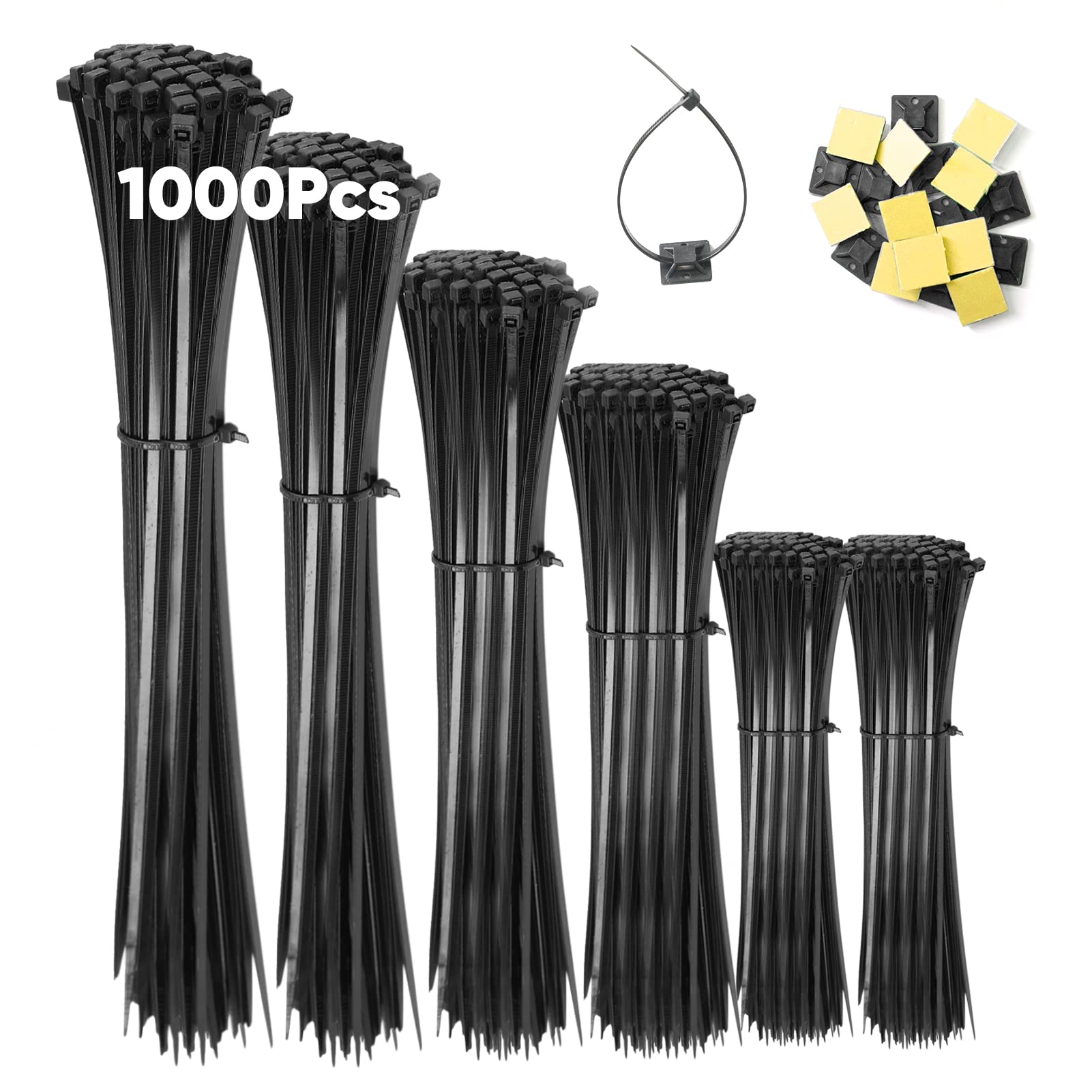 REZOSY 400er Kabelbinder-Set – 4 Größen (100/150/200/300 Mm) – Nylon, UV-beständig, Selbsthemmend – Für Kabelmanagement & Garten