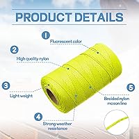 Vista 4 de Amylove Línea de cuerda Mason de 4 rollos #18, línea de cuerda de construcción trenzada de nailon de 500 pies, cuerda resistente para exteriores