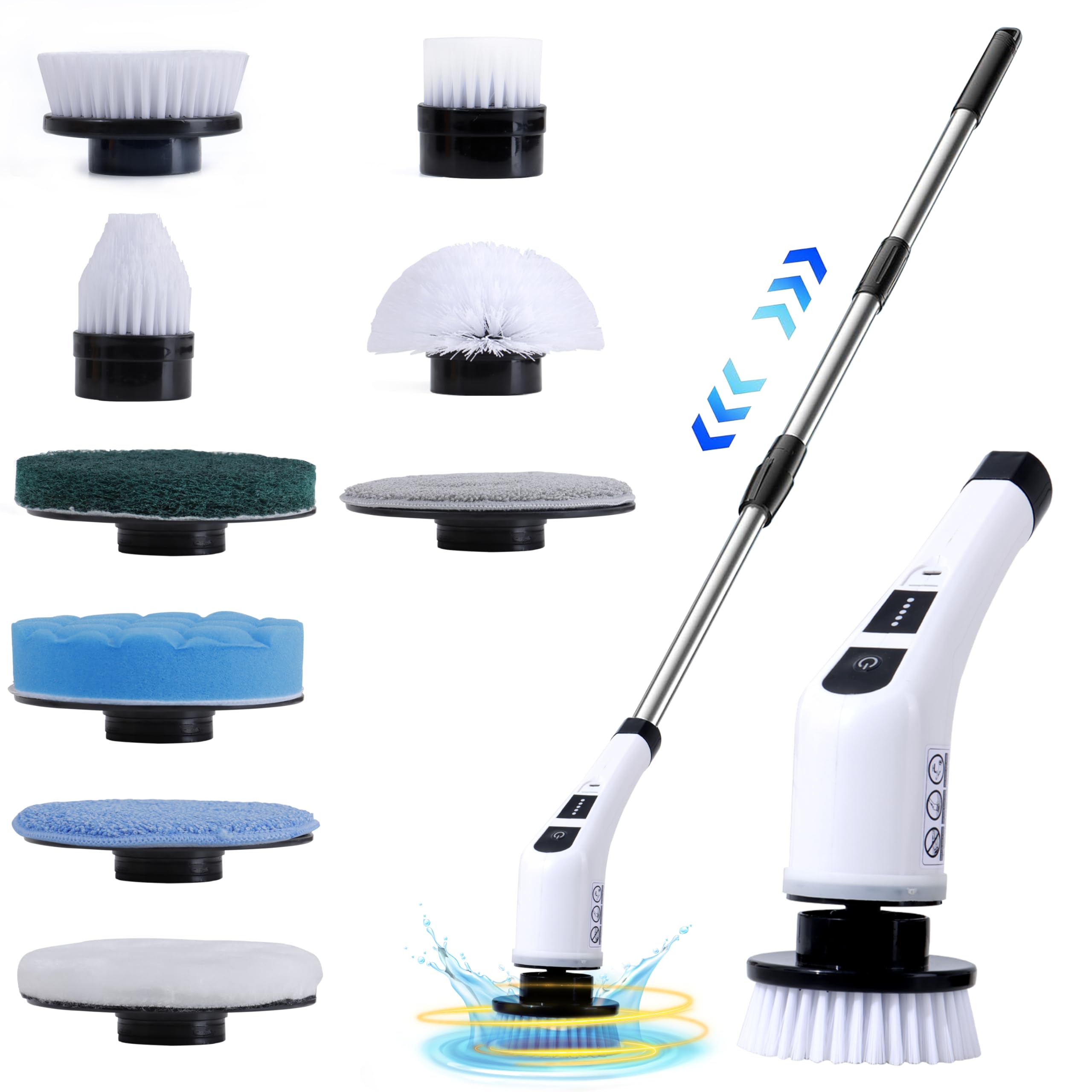 Robustt 9-in-1 Electric Cleaning Brush – Multi-Surface Power Scrubber with Dual Speeds, Extendable Handle, Rechargeable Battery, and 9 Brush Heads for Home, Bathroom, Kitchen, Car (Pack of 1)-image-34