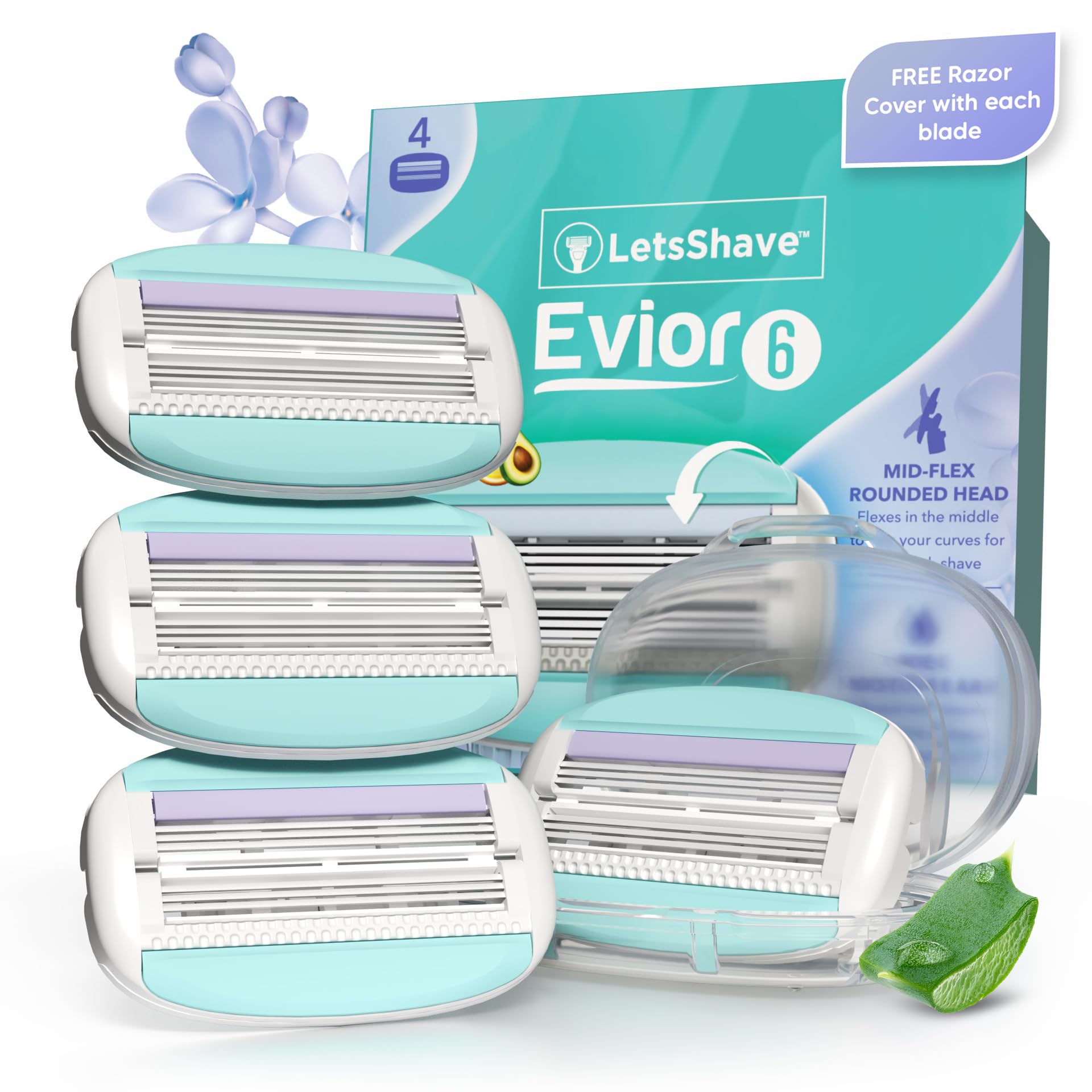 LetsShave Evior 6 Razor Blade Refills for Women (Pack of 4) | Mid-Flex Blades & Dual Moisture Bar infused with Aloe vera & Avacado | Bikini Area & Full Body Hair Removal Razor-image-48