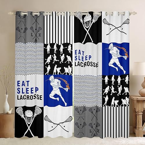 Erosebridal Cortinas opacas de lacrosse para niños, de 42 x 63 pulgadas, cortinas geométricas de retazos y cortinas para adolescentes, 2 paneles