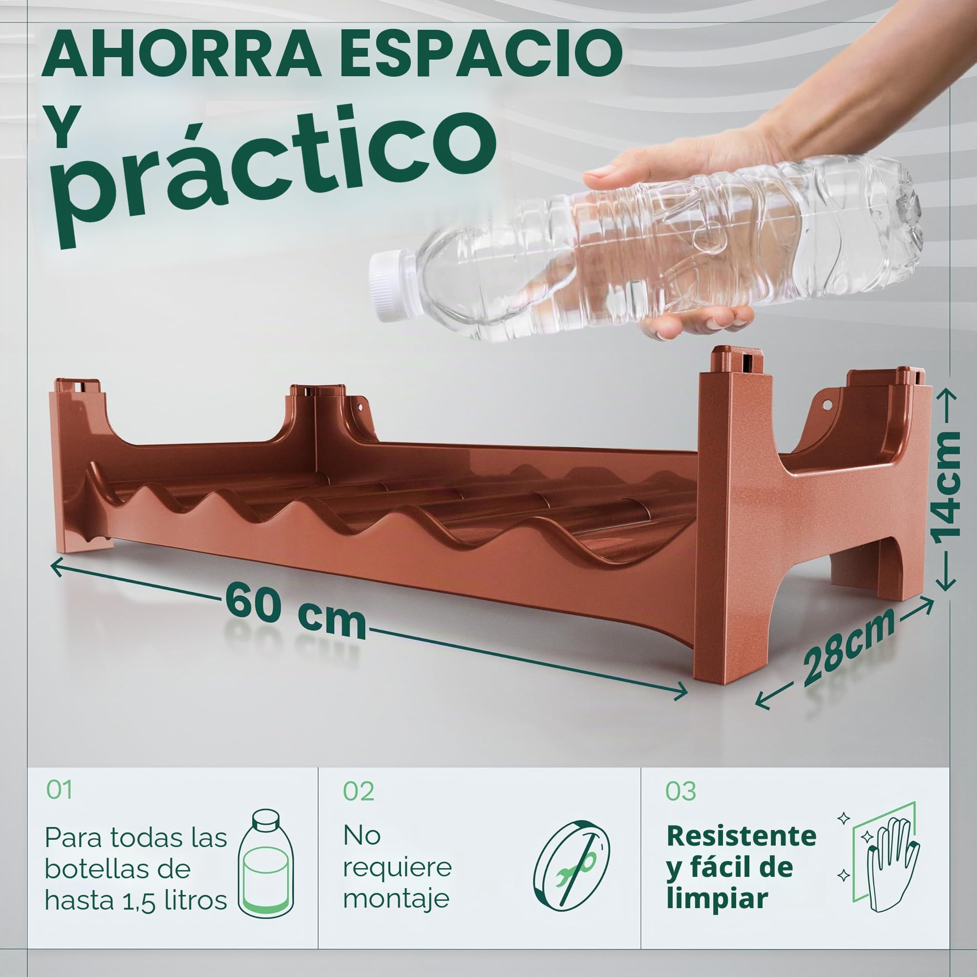 Novaliv Botellero para 36 botellas, estantería marrón, de plástico resistente, apilable (marrón, 6)