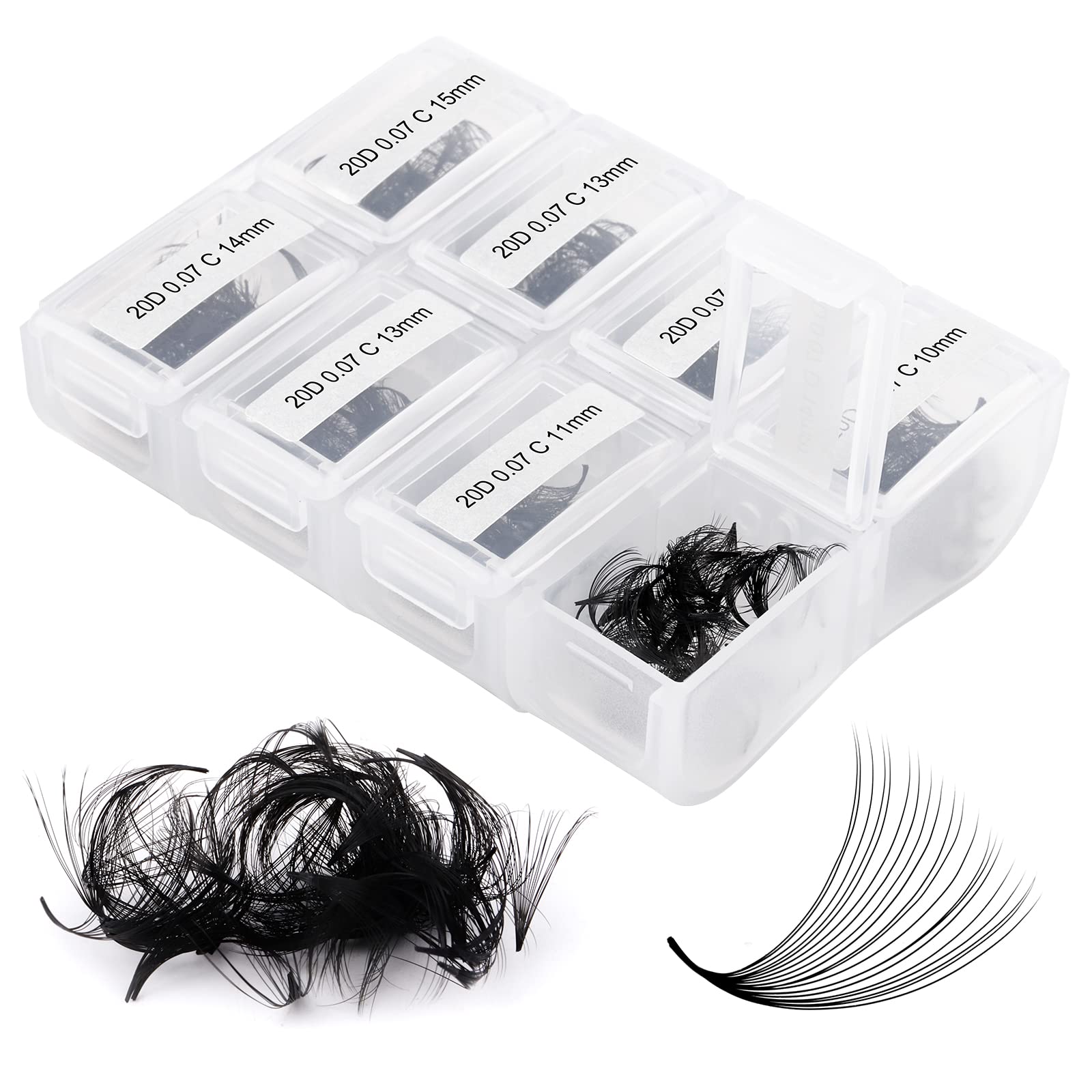 Fadlash Promades Eyelash 20D 0.07mm C Curl 8-15mm Mixed Length Volume Lash Extensions Loose Fans Pre Made Volume Lashes 600pcs