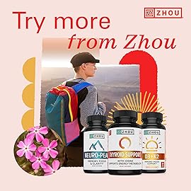 ZHOU Thyroid Support - Thyroid Supplement for Women & Men with Zinc, Iodine, & Selenium, Cellular Energy Thyroid Complex with Ashwagandha, Kelp - 60 Veggie Capsules (Pack of 2)