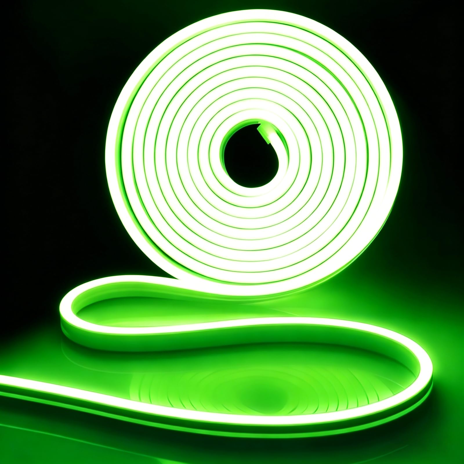 iNextStation Neon LED Strip Light, 16.4ft/5m DC12V 600 SMD2835 LEDs Waterproof IP65 Flexible LED Neon Rope Light for Bedroom Kitchen Indoors Outdoors Decor (Pale Green, Power Adapter not Included) — image 1