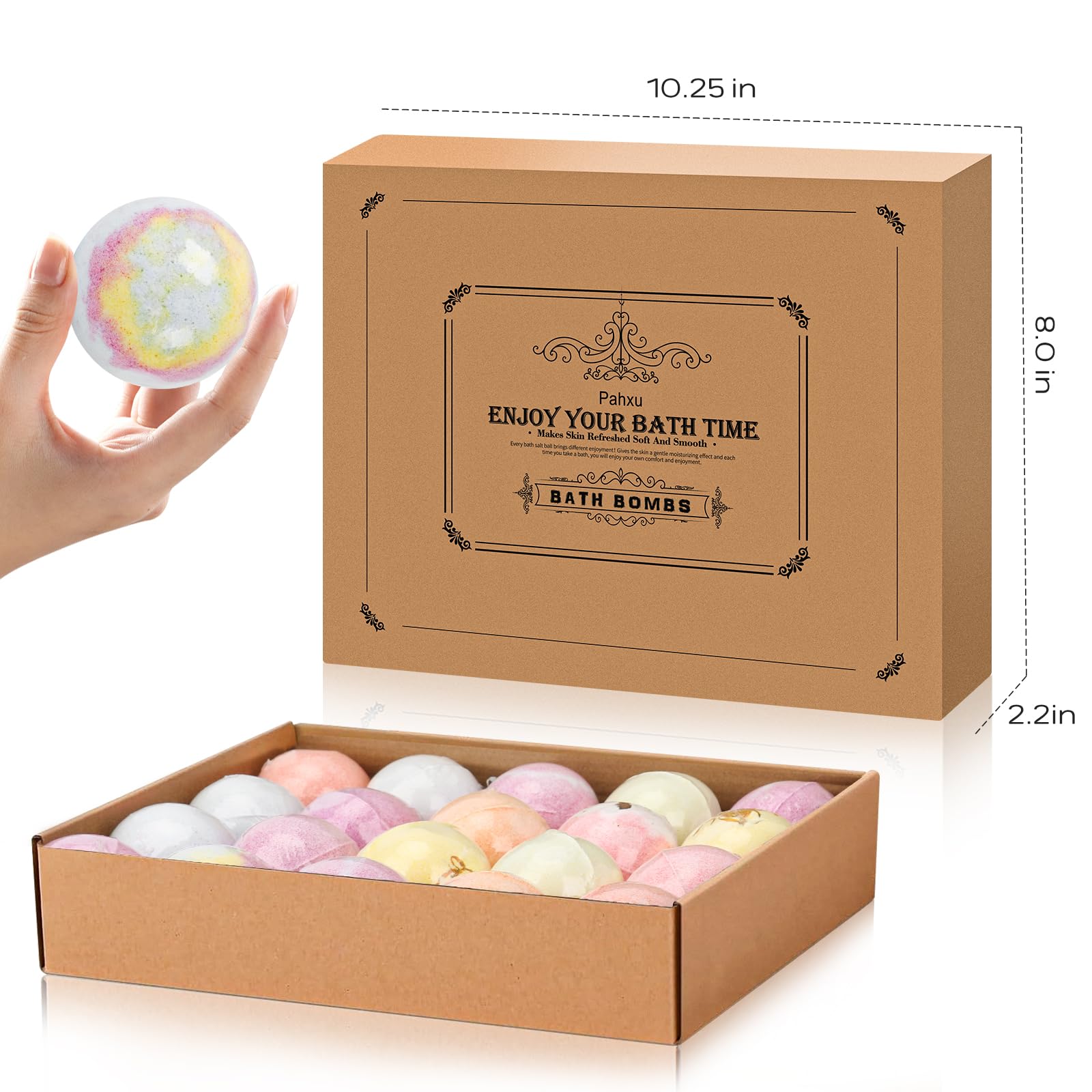 6 Luxury Bath Bomb Fizzies for Men and Women, XL 5 oz, US Made with Shea Butter, Vegan, Organic, Relaxing, Ultra Moisturizing, Great for Dry Skin, Giftable Box (Watermelon)