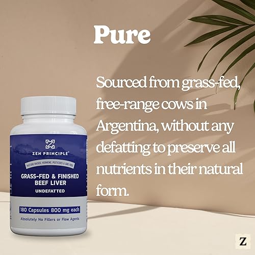 Miniatura 8 de Zen Principle Suplemento de hígado de res alimentadas con pasto, vacas criadas en pastos. Suplemento de hígado desecado, sin hormonas ni OMG.