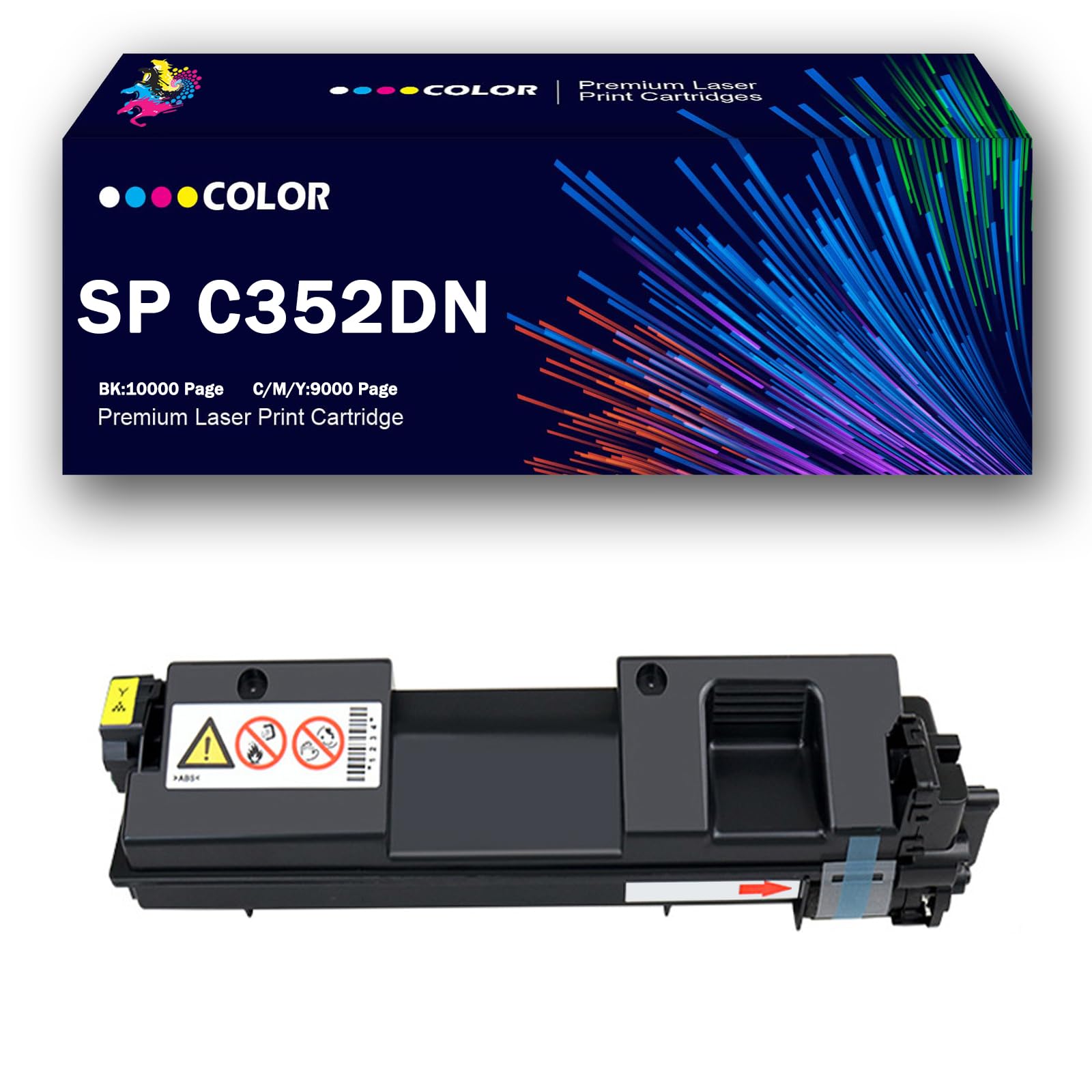 Juego de cartuchos de tóner de alta capacidad SP C352DN con cartucho de tinta con chip, repuesto para impresora multifunción Ricoh SP C352 SP C352DN SPC352 SPC352DN, anticontaminación,Yellow-1Pack