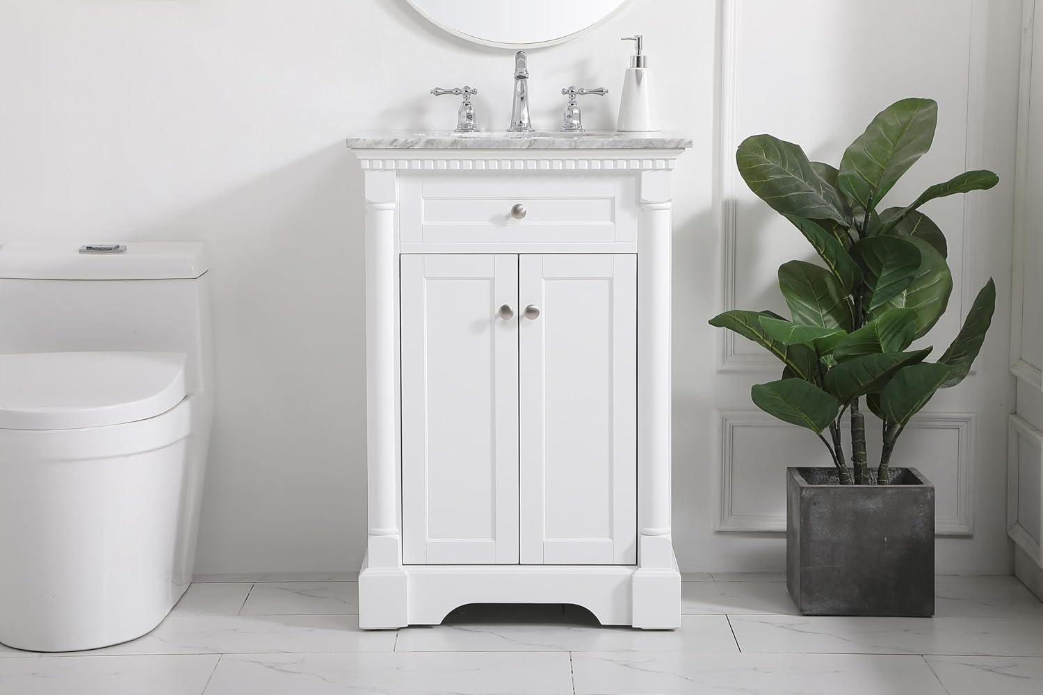 24 Single Bathroom Vanity, Soft-Close, White