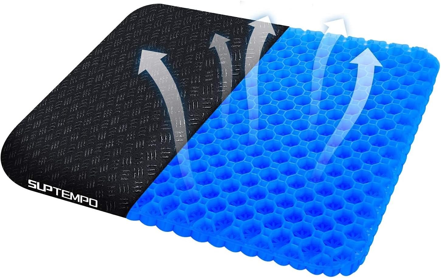 SUPTEMPO Gel Seat Cushion, Office Chair Cushion for Butt Long Sitting with Cover, Thick Double Breathable Honeycomb Design Absorbs Pressure Points Seat Cushion for Desk Chair Home Cars