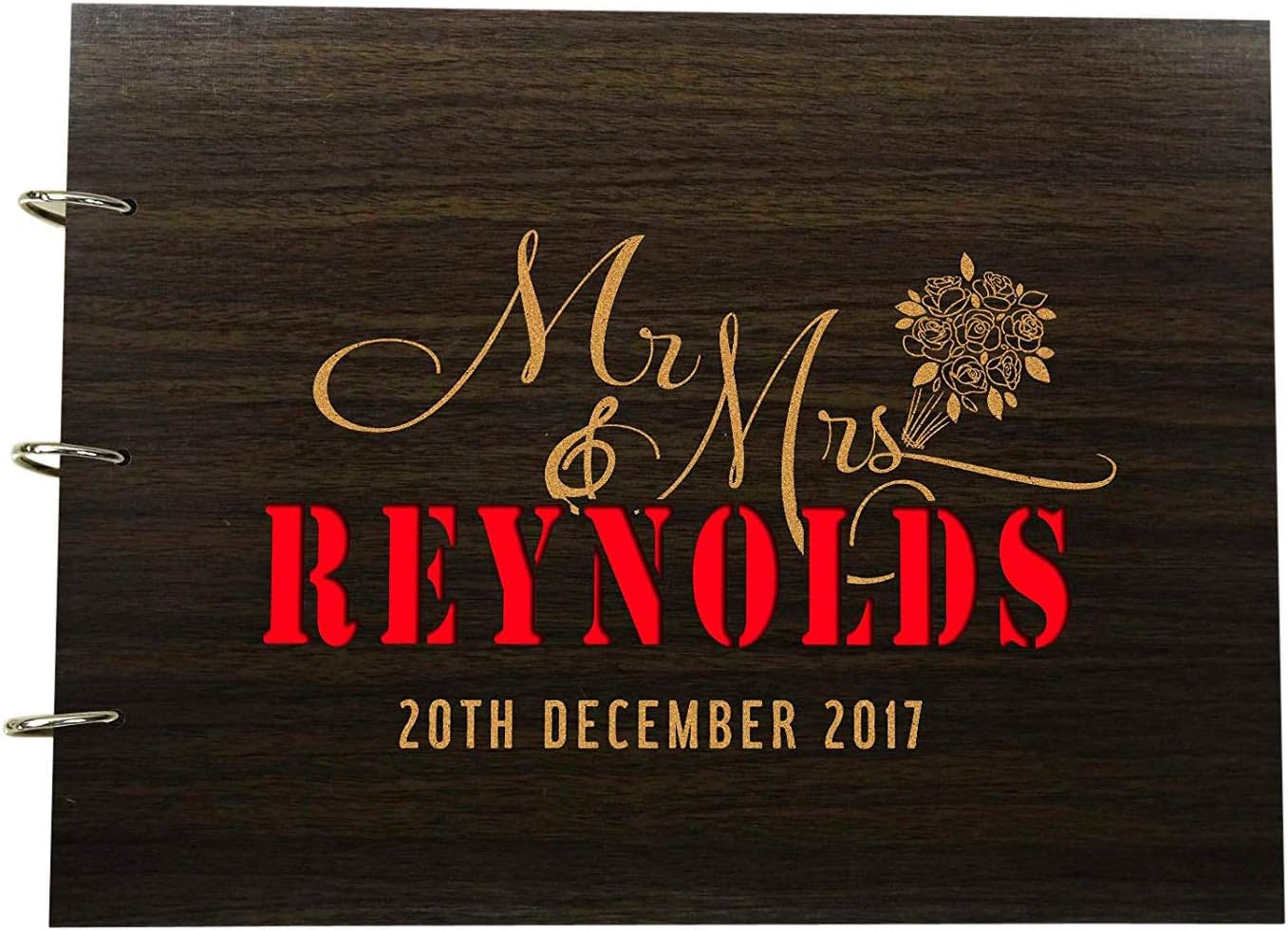 Personalized Custom Wood Engraved Guest Book Rustic Wooden Wedding Guestbook Photo Album