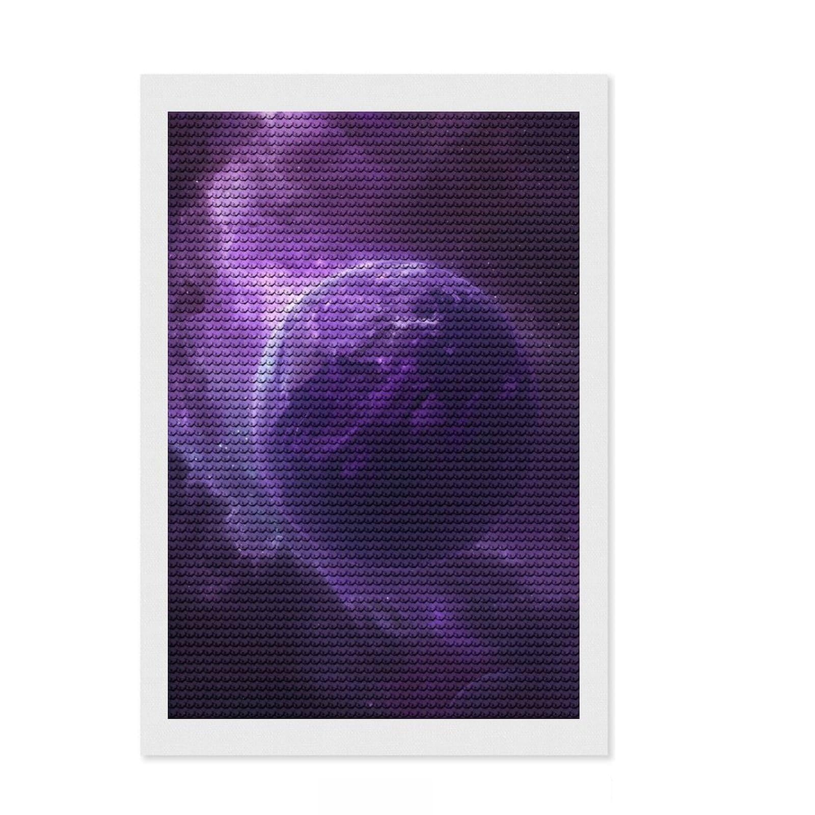 Junmoney Purple Cosmos Full Drill Diamond Painting Kit 8"x12", for Beginners, Relaxing DIY, Full Kit Included, Thoughtful Present
