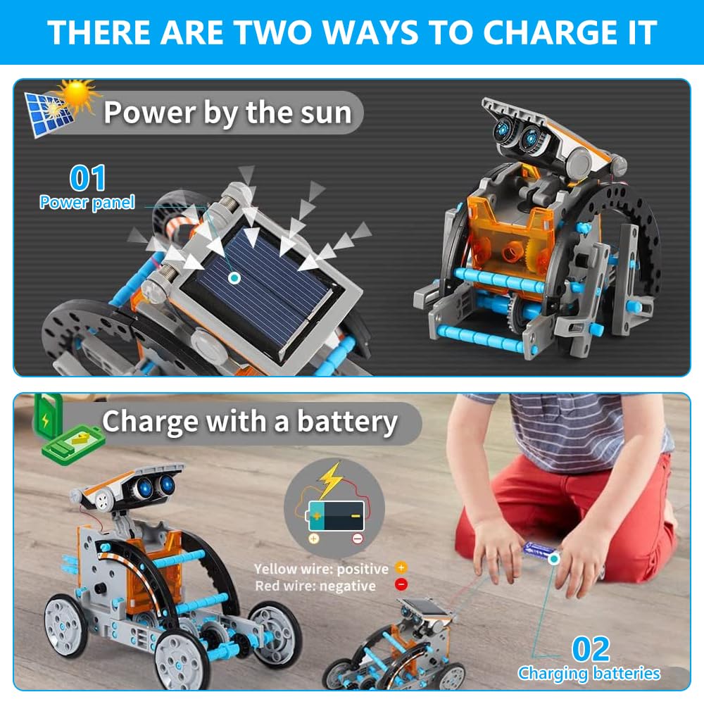 Robot Solar, 13 en 1 Robot Juguete Niño Maqueta Coche Juegos de Construcción Robótica Educativa al Aire Libre Experiencias Científicas Regalo para Niño Niña 10 11 12 13 14 Años