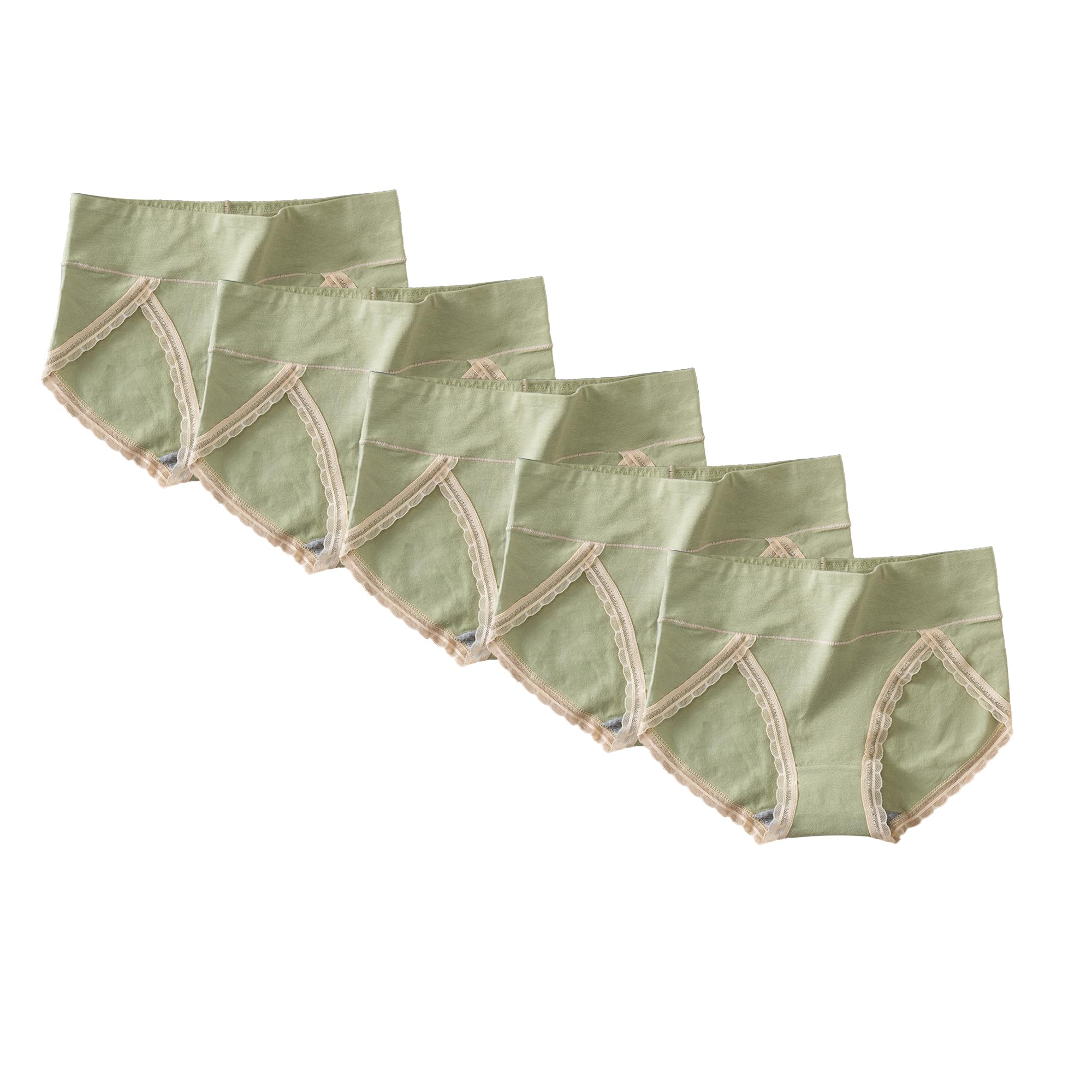 Sous-vêtements invisibles en coton vert L Lot de 5 culottes - 7
