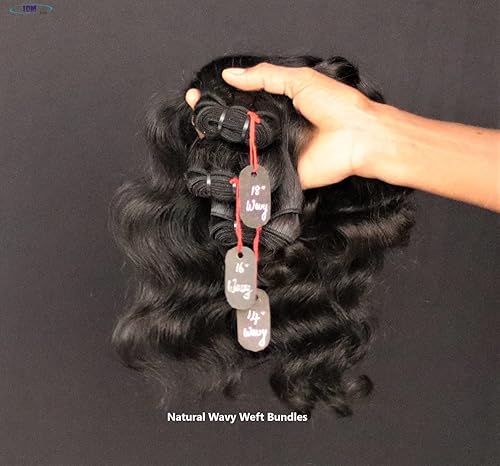 Miniatura 3 de 3 paquetes de 14 "16" 18" ondulado 100% natural indio virgen templo sin procesar y no tratado con ningún tipo de productos químicos. Paquetes de