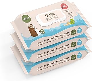.allter 99% Pure Water Baby Wipes, Wet Wipes for New Born Baby| Moisturising,100% Plant Based & Organic, Enriched with Oats & Grapeseed Extract| 72 Wipes x 3 Packs