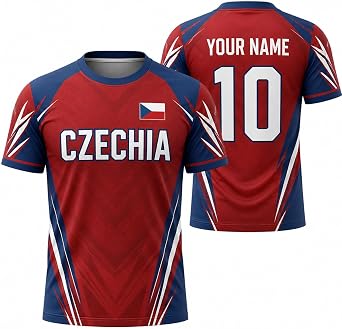 V-DECORPARKS Czechia Soccer Jersey Men Women, Czechia Football Shirt, Czech Republic Pride Flag Team Uniform Match Day