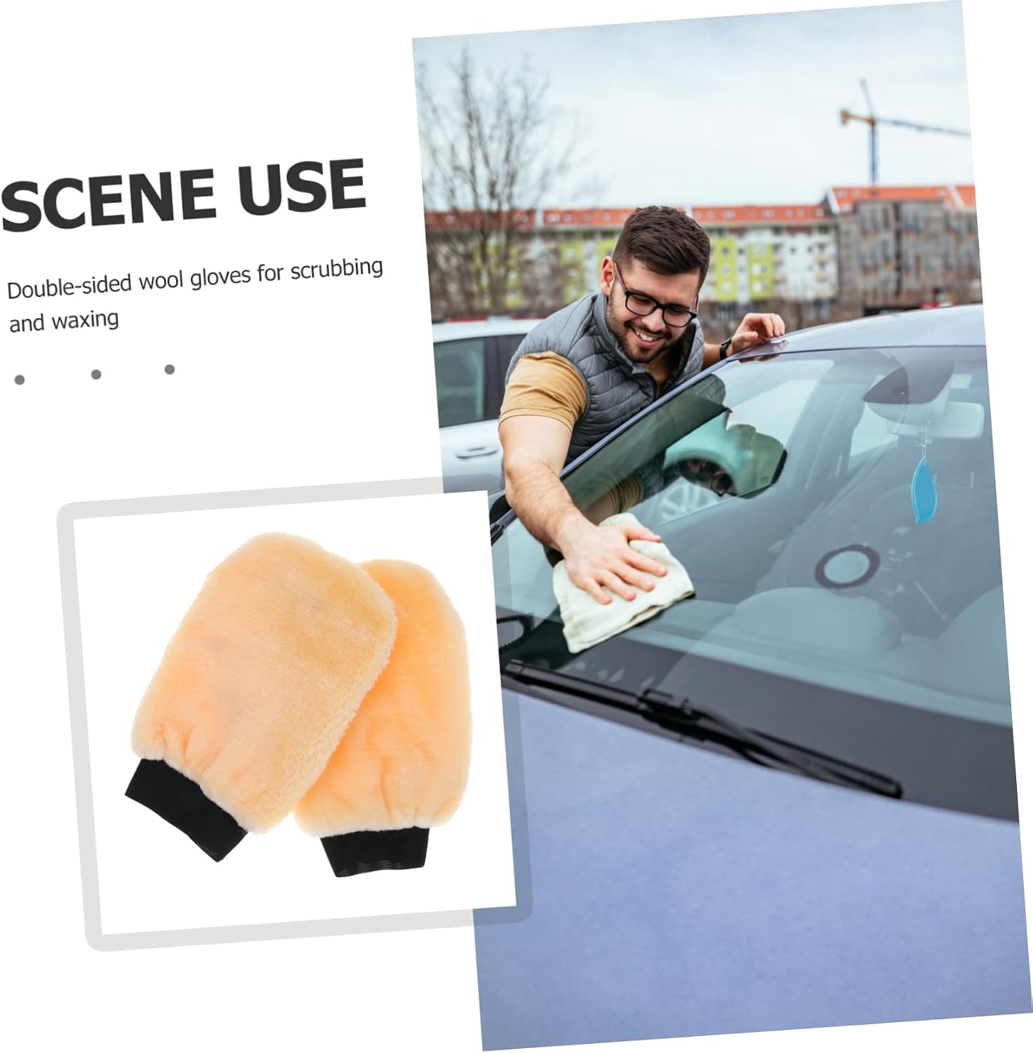2pcs Super Absorbent Wool Car Cleaning Gloves Dust Mitts for Washing Cars Easy Cleaning User-Friendly Design