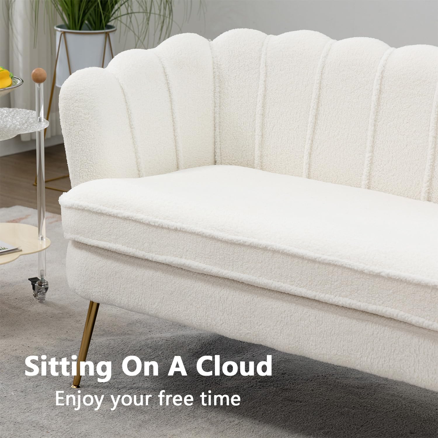 The 5 Best Small Couches Under $300 in 2026 3 Anwick 59' Small Modern Chenille Loveseat Sofa, 2-Seater Sofa with Gold Metal Le — product photo